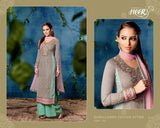 5611 GREEN AND GREY KIMORA HEER PARTY WEAR SALWAR KAMEEZ SUIT - Asian Party Wear