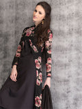 BLACK FLORAL PRINTED JACKET STYLISH SUIT WITH PENCIL TROUSER - Asian Party Wear