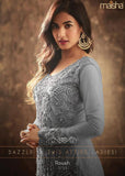 GREY INDIAN PAKISTANI WEDDING TRAIL GOWN (3 weeks delivery) - Asian Party Wear