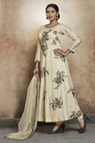 BEIGE ROYAL FLARED READY MADE FROCK STYLE DRESS (XXS Size) - Asian Party Wear