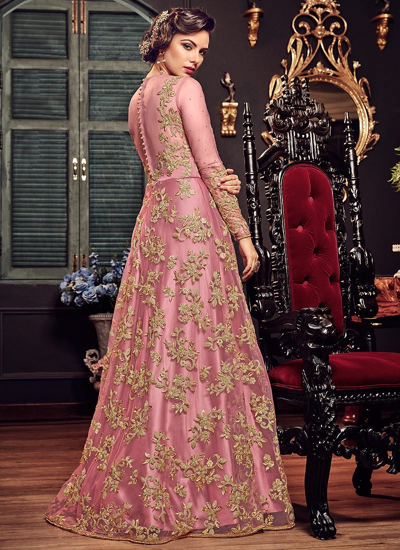 HOT PINK HEAVY EMBROIDERED INDIAN WEDDING & EVENING GOWN HOT PINK HEAVY EMBROIDERED INDIAN WEDDING & EVENING GOWN