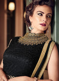 BLACK HEAVY EMBROIDERED INDIAN WEDDING & EVENING GOWN - Asian Party Wear