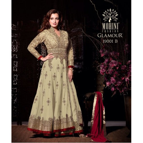 Gold Mohini Evening Wear Anarkali Gown - Asian Party Wear