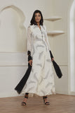 OFF WHITE PRINTED FLARED READY MADE WESTERN STYLE DRESS - Asian Party Wear