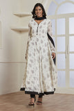 WHITE AND BLACK FLARED STYLE READY MADE INDIAN DRESS - Asian Party Wear