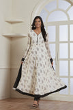 WHITE AND BLACK FLARED STYLE READY MADE INDIAN DRESS - Asian Party Wear