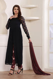 BLACK SLIT STYLE GEORGETTE READY MADE SALWAR SUIT - Asian Party Wear