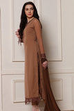 BROWN EMBROIDERED CUT WORK BORDERS READY MADE SALWAR SUIT - Asian Party Wear