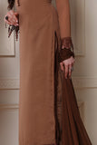 BROWN EMBROIDERED CUT WORK BORDERS READY MADE SALWAR SUIT - Asian Party Wear