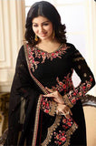 18010 BLACK SIMAR REENAZ AYESHA TAKIA PARTY WEAR ELEGANT SEMI STITCHED SALWAR SUIT - Asian Party Wear