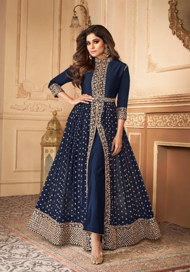 Indian Party Wear Women Dresses Online Usa Navy Blue Desi Indian