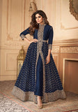 Navy Blue Desi Indian Slit Style Party Dress - Asian Party Wear