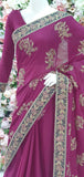 Grape Compote Plum Ethnic Pakistani Party Wear Saree - Asian Party Wear