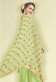 2002 LIME GREEN KESARI GEORGETTE PARTY WEAR SUIT - Asian Party Wear