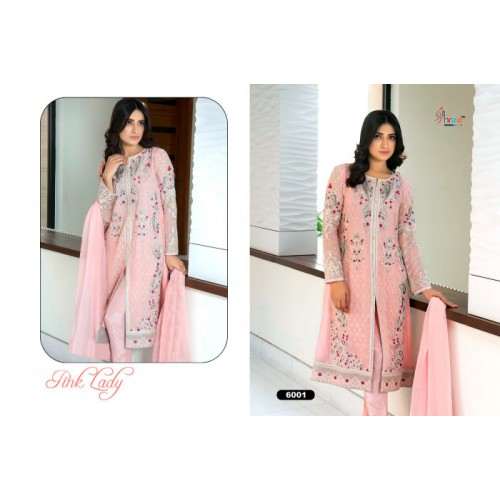 Z6001 PINK DECENT GEORGETTE PAKISTANI STYLE SUIT - Asian Party Wear