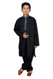 ZBAC-01 BLACK POLYESTER READY MADE BOYS WEAR SHALWAR KAMEEZ - Asian Party Wear