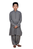 GREY POLYESTER READY MADE YOUNG BOYS SHALWAR SUIT - Asian Party Wear