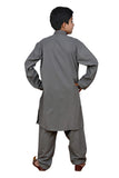 GREY POLYESTER READY MADE YOUNG BOYS SHALWAR SUIT - Asian Party Wear