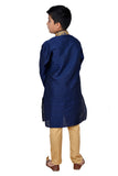 Navy Blue Embroidered Kurta Pajama Readymade Boys Suit - Asian Party Wear