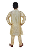 GOLD BEIGE EMBROIDERED KURTA AND PYJAMA BOYS WEAR READY MADE SUIT - Asian Party Wear