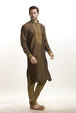 Copper Brown Indian Menswear Wedding Kurta Pajama - Asian Party Wear