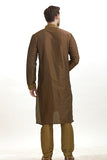 Copper Brown Indian Menswear Wedding Kurta Pajama - Asian Party Wear