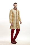 Gold Short Sherwani and Pajama Indian Menswear Wedding Outfit - Asian Party Wear