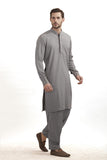 Grey Men's Shalwar Kameez Pakistani Casual Menswear - Asian Party Wear