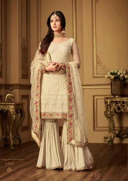 Sweet Corn Designer Gharara Pakistani Suit (4 weeks delivery) - Asian Party Wear