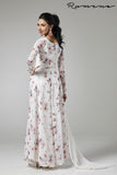 WHITE FLORAL LONG LENGTH READY MADE ANARKALI SUIT - Asian Party Wear