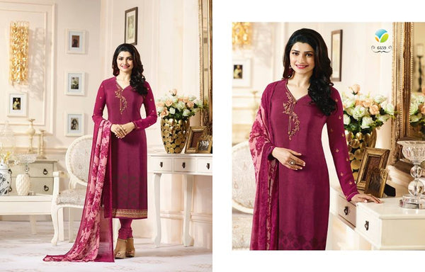 Plum Royal Kaseesh Crepe Silkina Designer Salwar Suit - Asian Party Wear