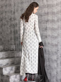 OFF WHITE BLOCK PRINT SLIT STYLE KURT AND CHURIDAAR READY MADE SUIT - Asian Party Wear