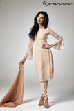 BEIGE GEORGETTE PARTY WEAR READY MADE CHURIDAAR SUIT - Asian Party Wear