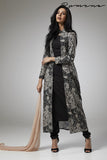 BLACK PRINTED JACKET STYLISH READY MADE DRESS - Asian Party Wear