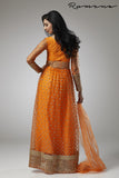 ORANGE FLARED STYLE MENDI WEAR READY MADE ANARKALI DRESS - Asian Party Wear