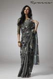 ZAC-RB-6 MEHNDI FLORAL PRINTED PAKISTANI PARTY WEAR SAREE - Asian Party Wear