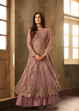 ASH PINK NET KURT STYLE INDIAN WEDDING GOWN - Asian Party Wear