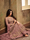 ASH PINK NET KURT STYLE INDIAN WEDDING GOWN - Asian Party Wear