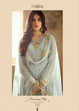 Chalked Serenity Blue Indian Palazzo Style Party Wear Suit - Asian Party Wear