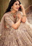 STUNNING NEW BEIGE HEAVY EMBELLISHED INDIAN WEDDING GOWN - Asian Party Wear