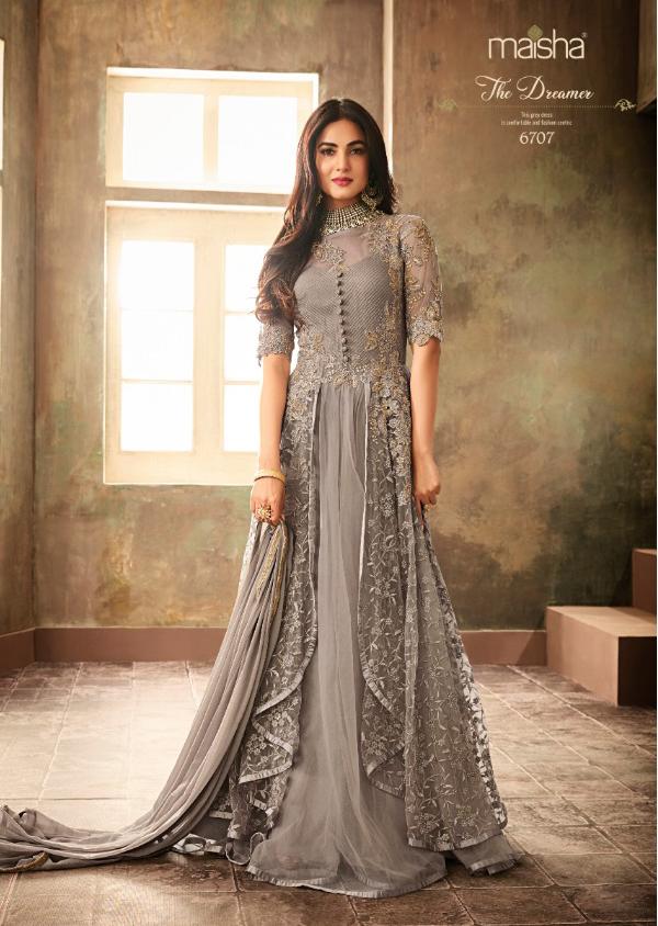 LAVISH NEW GREY PAKISTANI WEDDING PARTY ANARKALI GOWN