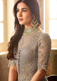 LAVISH NEW GREY PAKISTANI WEDDING & PARTY ANARKALI GOWN - Asian Party Wear