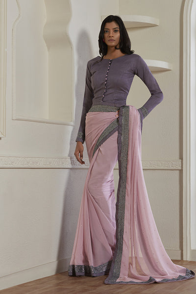 ZACS-616 LILAC DESIGNER READY MADE PARTY WEAR INDIAN SAREE - Asian Party Wear