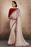 ZACS-606 ALMOST MAUVE GEORGETTE SHIMMER INDIAN STYLISH SAREE - Asian Party Wear