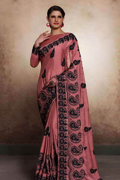 ZACS-601 DUSTY PINK SARIN DESIGNER READY MADE INDIAN SAREE - Asian Party Wear