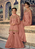 CORAL PEACH INDIAN PAKISTAN WEDDING MOTHER DAUGHTER GHARARA DRESS (4 weeks delivery) - Asian Party Wear