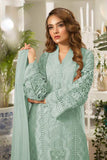 Biscay Green Organza Pakistani Designer Semi Stitched Suit - Asian Party Wear