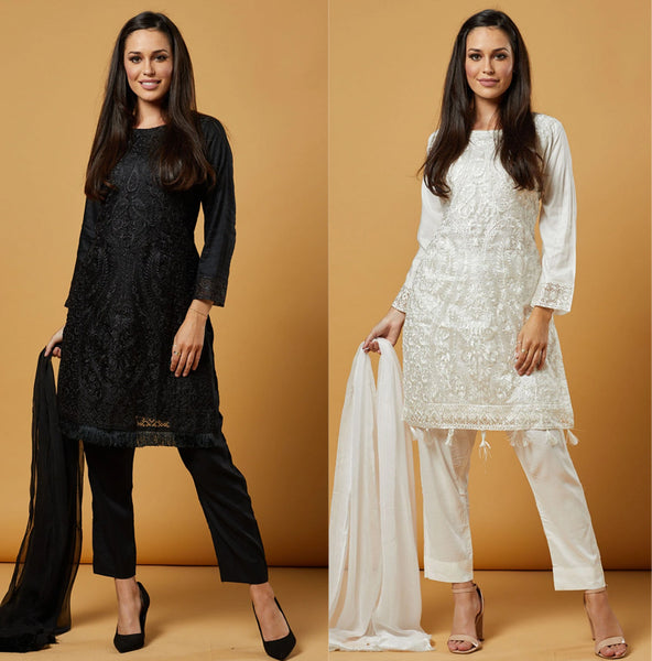 Gorgeous Pakistani Designer Embroidered Organza Shirt Suit - Asian Party Wear