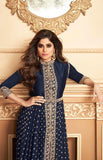 Navy Blue Desi Indian Slit Style Party Dress - Asian Party Wear