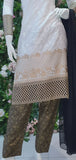 WHITE LINEN & GEORGETTE READYMADE PAKISTANI SALWAR SUIT - Asian Party Wear